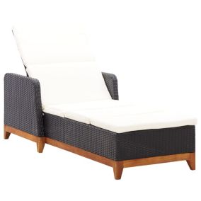 Transat chaise longue bain de soleil resine noir Helloshop26