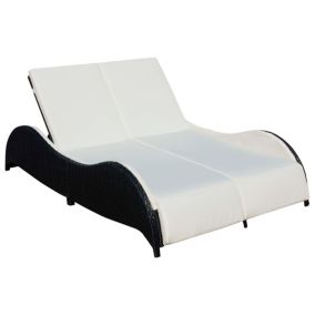 Transat chaise longue bain de soleil resine noir Helloshop26