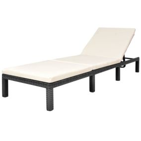 Transat chaise longue bain de soleil resine noir Helloshop26