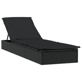 Transat chaise longue bain de soleil resine noir Helloshop26