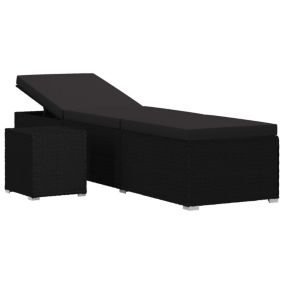 Transat chaise longue bain de soleil resine noir Helloshop26