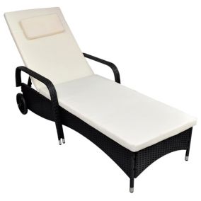 Transat chaise longue bain de soleil resine noir Helloshop26