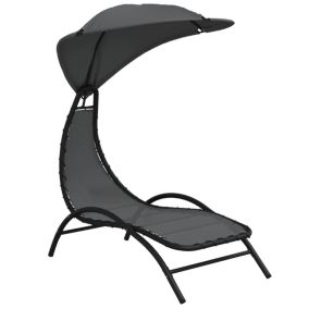 Transat chaise longue bain de soleil tissu gris Helloshop26
