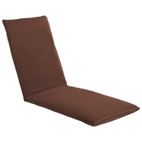 Transat chaise longue bain de soleil tissu marron Helloshop26