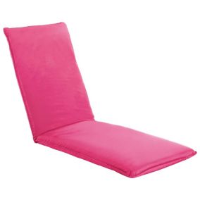 Transat chaise longue bain de soleil tissu rose Helloshop26