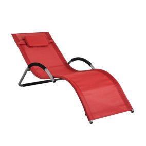 Transat de Jardin Chaise Longue Bain de Soleil avec Appui-tête- Charge, OGS38-R, SoBuy