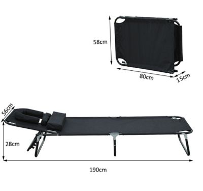 Transat de jardin chaise longue pliante bain de soleil pour lecture noir