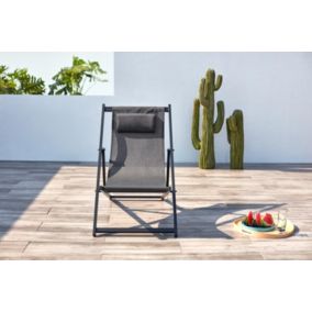 Transat de jardin gris en aluminium TEVATA