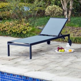 Transat de jardin inclinable gris avec roulettes CUBA