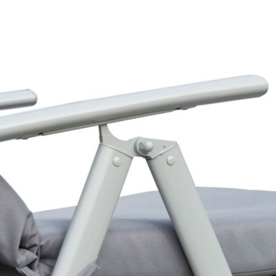 Transat de jardin, pliable, avec coussin, métal et tissu, pour terrasse et jardin, Gris