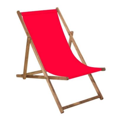 Transat de Jardin pliant en bois de hêtre SPRINGOS - Rouge - 1 personne ...