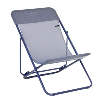 Transat pliant Lafuma Maxi Transat acier bleu indigo et polyester bleu indigo