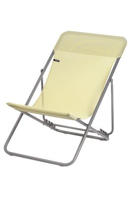 Transat pliant Lafuma Maxi Transat acier gris et polyester jaune etamine