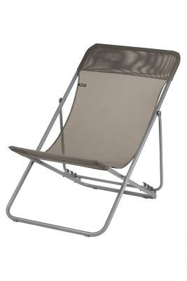 Transat pliant Lafuma Maxi Transat acier gris et polyester marron graphite
