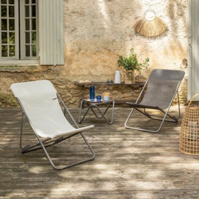 Transat pliant Lafuma Maxi Transat acier gris et polyester marron graphite