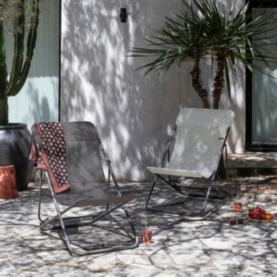 Transat pliant Lafuma Maxi Transat acier gris et polyester marron graphite