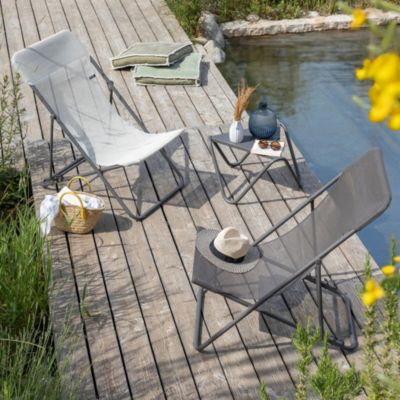 Transat pliant Lafuma Maxi Transat acier gris et polyester marron graphite