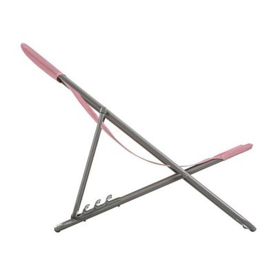 Transat pliant Lafuma Maxi Transat acier gris et polyester rose cerisier