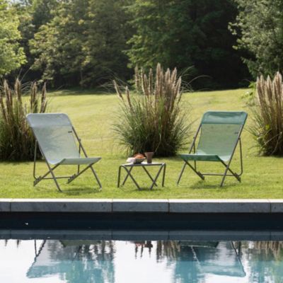 Transat pliant Lafuma Maxi Transat acier gris et polyester vert chlorophylle