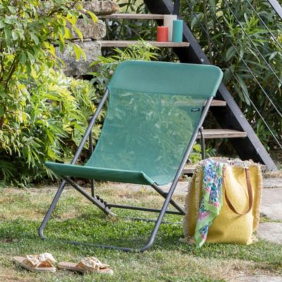 Transat pliant Lafuma Maxi Transat acier gris et polyester vert chlorophylle