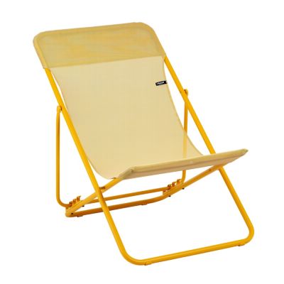 Transat pliant Lafuma Maxi Transat acier jaune miel et polyester jaune miel