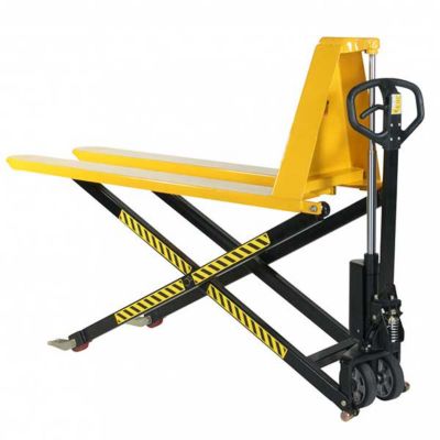Transpalette levée haute manuel à fourches longues 2000x520mm - Levée 800mm - Capacité 1T - Coloris jaune - 1830043016