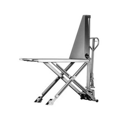 Transpalette manuel inox 304 avec levée haute 800 mm - Fourches 1200x540mm - Anti-corrosion - Industrie agroalimentaire et