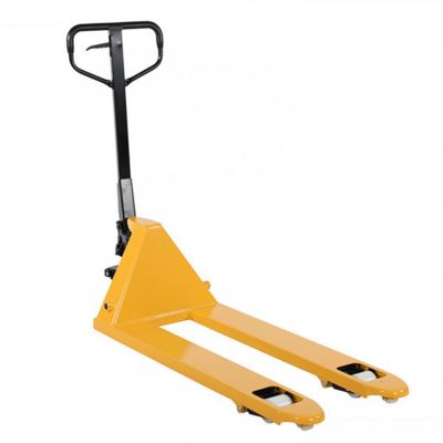 Transpalette manuel jaune avec roues et galets polyamide - Fourches 1150x540mm - Capacité 2,5 tonnes - Caoutchouc sur timon -