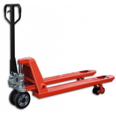 Transpalette roues directrices caoutchouc, boggies polyuréthane - Haute résistance - Fourches 1150x540mm - Charge max 2500kg -
