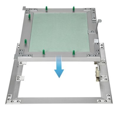 Trappe de visite ECD Germany 250x300 mm aluminium/vert charnière de porte à droite ou à gauche