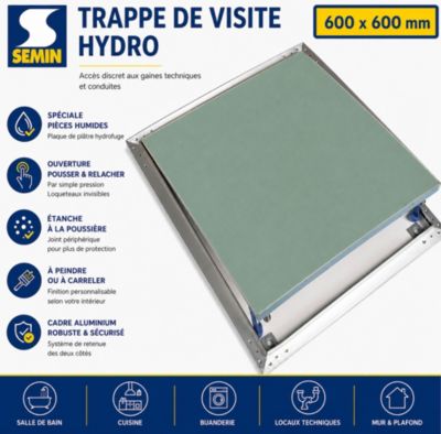 Trappe de visite hydrofuge alu 600 x 600 mm - SEMIN