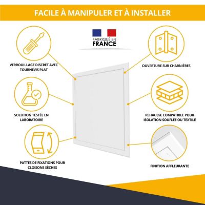 Trappe de Visite étanche pour murs et plafonds en acier blanc - Dimensions de passage : 800 x 600 mm - ATOLE