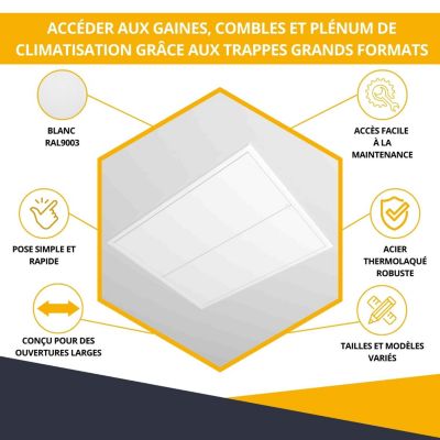 Trappes de visite grand format en acier blanc - Dimensions de passage :  800 x 1000 mm - ATOLE