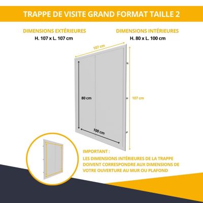 Trappes de visite grand format en acier blanc - Dimensions de passage :  800 x 1000 mm - ATOLE
