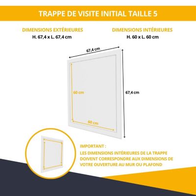 Trappes de visite initiale en acier blanc - Dimensions de passage : 600 x 600 mm - ATOLE