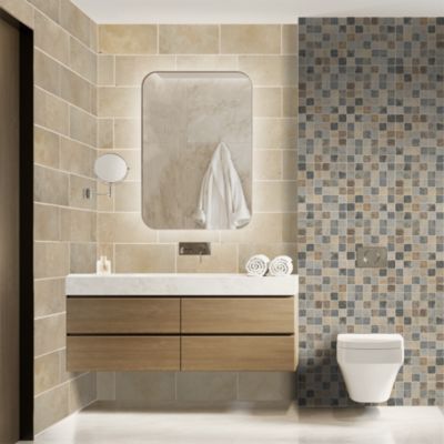 Travertin mural en pierre naturelle beige mat L. 40,6 x l. 20,3 cm x ép. 1 cm Casa Linea