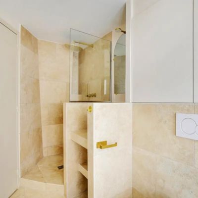 Travertin pierre naturelle mur/sol premier choix clair PREMIUM format Opus Romain Ep. 1,2cm - Vendu en lot de 0.74m²