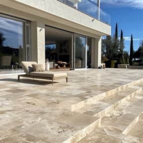 TRAVERTIN RUSTIC (2nd Choix) , pierre naturelle, Opus 4 formats  EP 1,2cm intérieur/exterieure (CARTON DE 0,74M2) - PATTOM