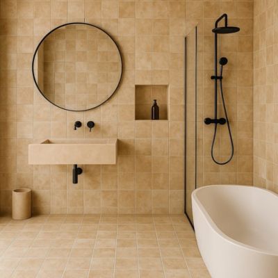 Travertin sol et mur effet matifié crème L.20,3 x l.20,3 cm x ép.12 mm, Travertino