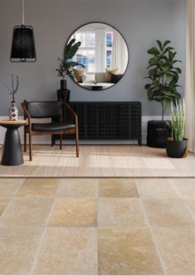 Travertin sol et mur intérieur beige L.61 x l.40,6 cm x ép.12 mm, Travertino