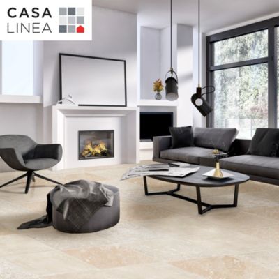 Travertin sol et mur intérieur L.61 x l.61 cm x ép.12 mm, Travertino