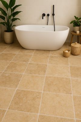 Travertin sol et mur intérieur L.61 x l.61 cm x ép.12 mm, Travertino