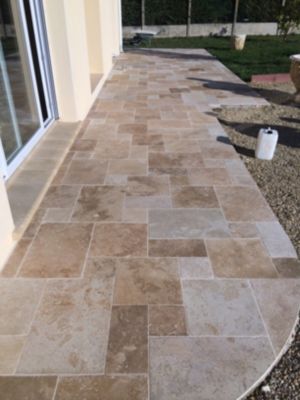 TRAVERTIN STANDARD MIX (1er choix mix), pierre naturelle, Opus 4 formats EP 1,2cm (carton de 0,74m2) PATTOM LIVRAISON PREMIUM