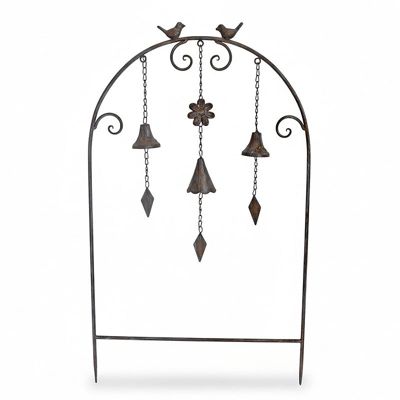 Treillage Jardin Clochettes et Oiseaux en Fer Marron 50x7x84 cm