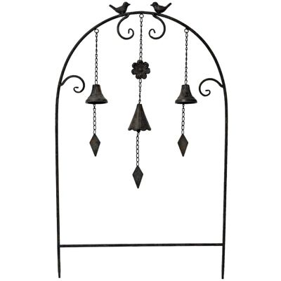 Treillage Jardin Clochettes et Oiseaux en Fer Marron 50x7x84 cm