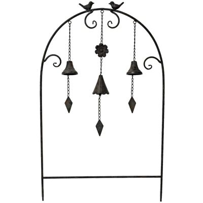 Treillage Jardin Clochettes et Oiseaux en Fer Marron 50x7x84 cm