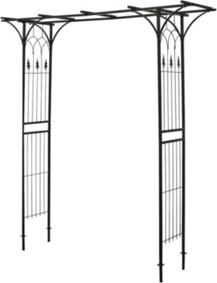 Treillis Arc de Roses, 205 x 50 x 208 cm, en Acier, Support pour Plantes grimpantes et Roses, Arche Noire Treillage Espalier