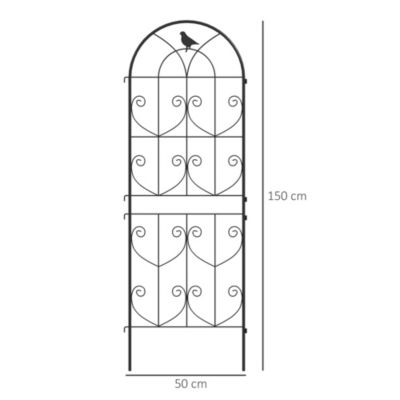 Outsunny Support pour plantes grimpantes avec motif lot de 2 treillis de jardin pour vigne fleurs légumes métal 50 x 150 cm noir | France