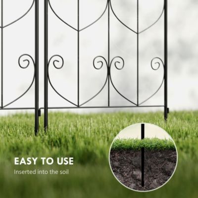 Supports pour plantes grimpantes - Outsunny - lot de 2 - motif de volute - pour légumes vignes - en métal - 50 x 220 cm - noir - Jardin