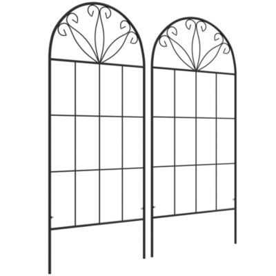 Treillis de jardin lot de 2 support pour plantes grimpantes en métal noir